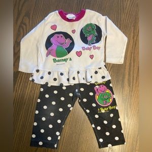 Vintage 90s Barney & BabyBop Girls 2T outfit